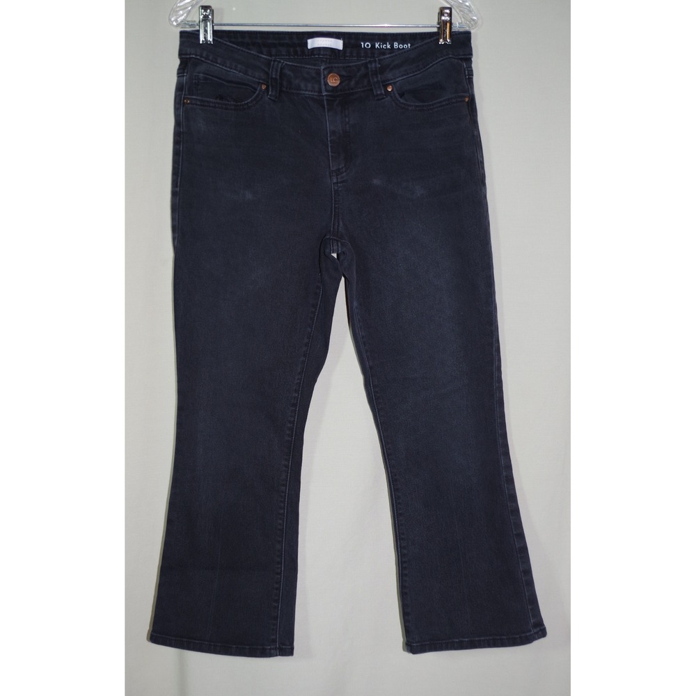 Lauren Conrad Womens Kick Boot Jeans Size 10 Dark Wash Black Cropped Bootcut